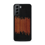 Coque de protection en bois véritable fabriquée en France pour  alliant plusieurs essences de bois pour représenter du magma en fusion