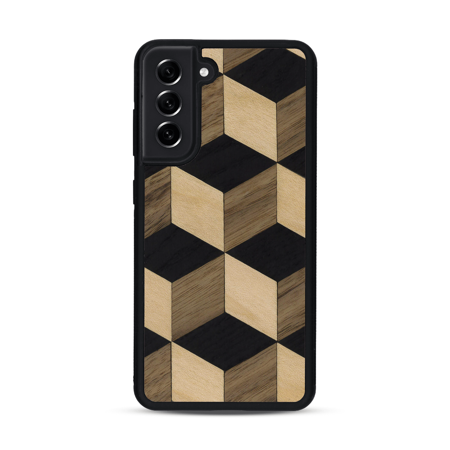 Coque de protection en bois véritable fabriquée en France pour  alliant plusieurs essences de bois pour représenter un classique intemporel de la marqueterie