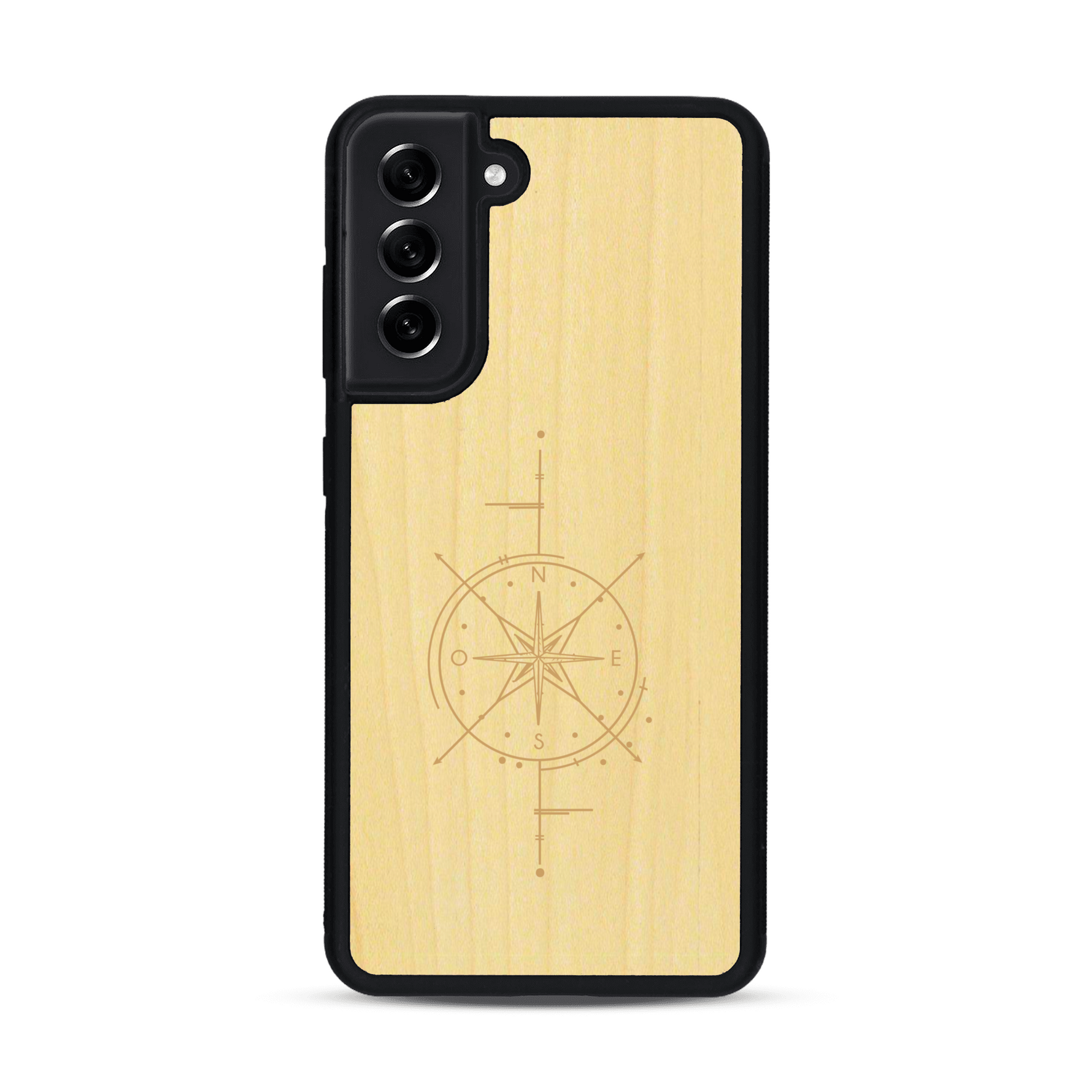 Coque de protection en bois véritable fabriquée en France pour  avec une gravure "rose des vents" sur le thème nautique et de l'océan qui s'inspire des boussoles de pirate