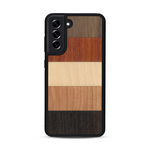 Coque de protection en bois véritable fabriquée en France pour  alliant des bandes horizontales de bambou, merisier, padouk, noyer et chêne fumé