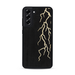 Coque de protection en bois véritable fabriquée en France pour  alliant plusieurs essences de bois pour représenter un éclair divin