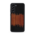 Coque de protection en bois véritable fabriquée en France pour  alliant plusieurs essences de bois pour représenter du magma en fusion