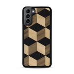 Coque de protection en bois véritable fabriquée en France pour  alliant plusieurs essences de bois pour représenter un classique intemporel de la marqueterie