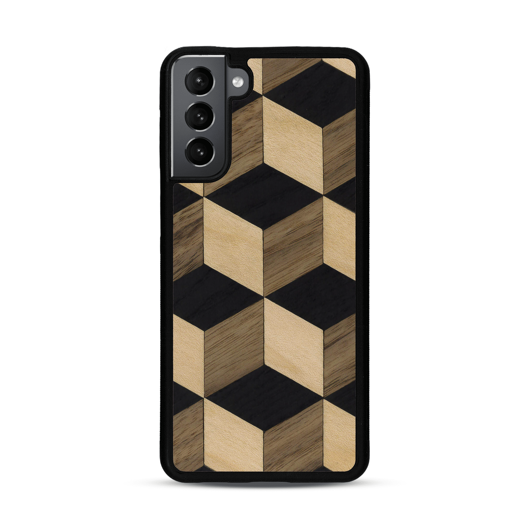 Coque de protection en bois véritable fabriquée en France pour  alliant plusieurs essences de bois pour représenter un classique intemporel de la marqueterie