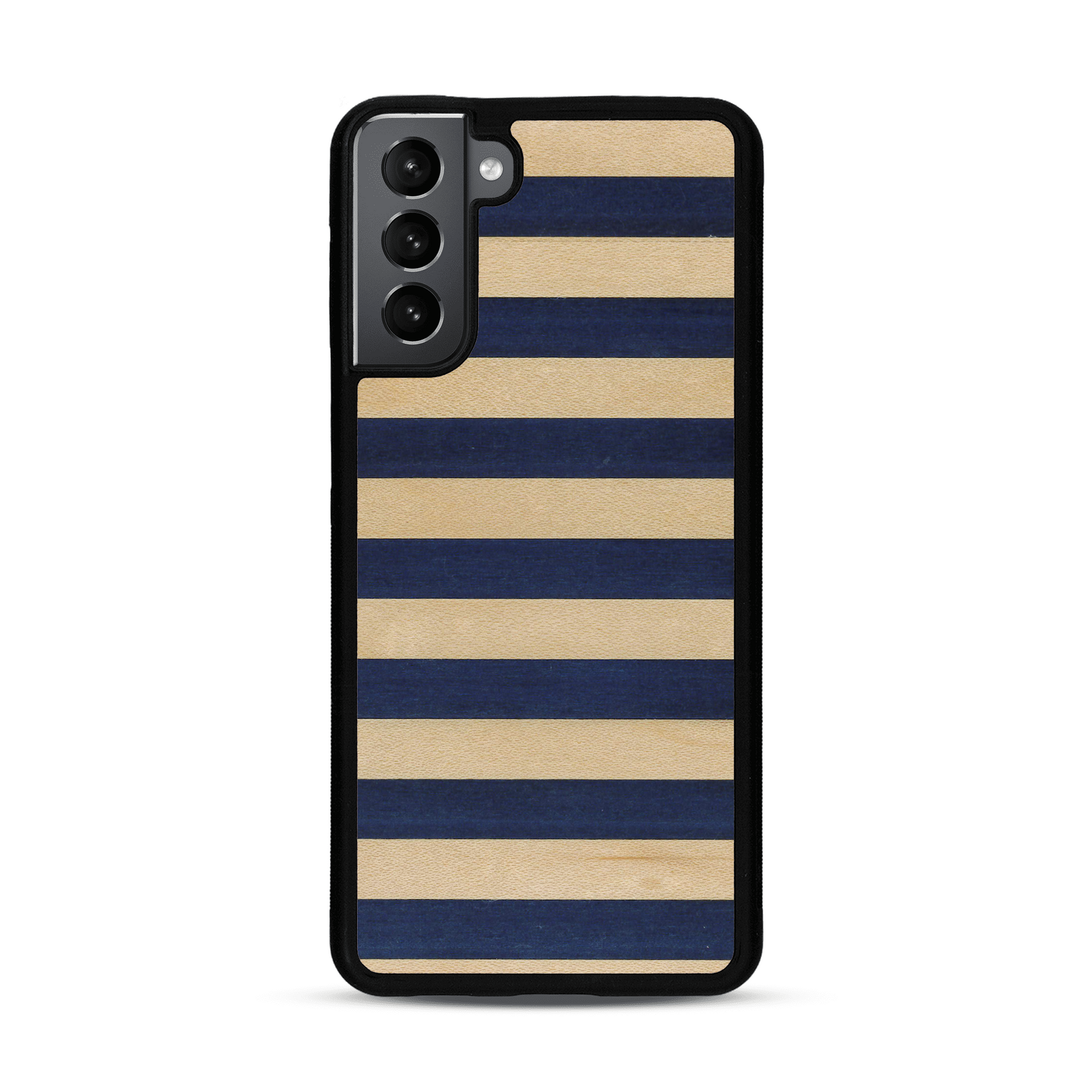 Coque de protection en bois véritable fabriquée en France pour  alliant plusieurs essences de bois pour représenter une marinière