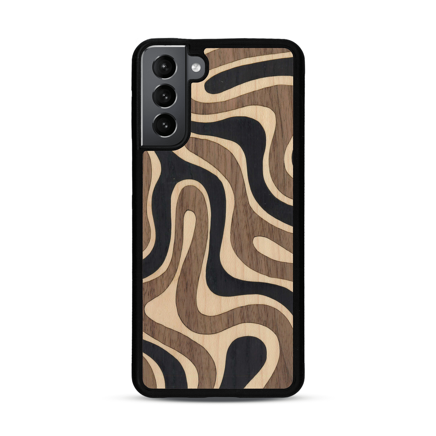 Coque de protection en bois véritable fabriquée en France pour  alliant plusieurs essences de bois pour représenter une ondulation