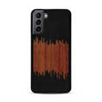 Coque de protection en bois véritable fabriquée en France pour  alliant plusieurs essences de bois pour représenter du magma en fusion