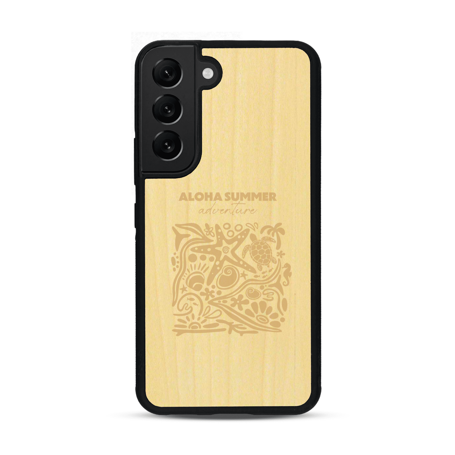 Coque de protection en bois véritable fabriquée en France pour  sur le thème de la plage, de l'été et vanlife.