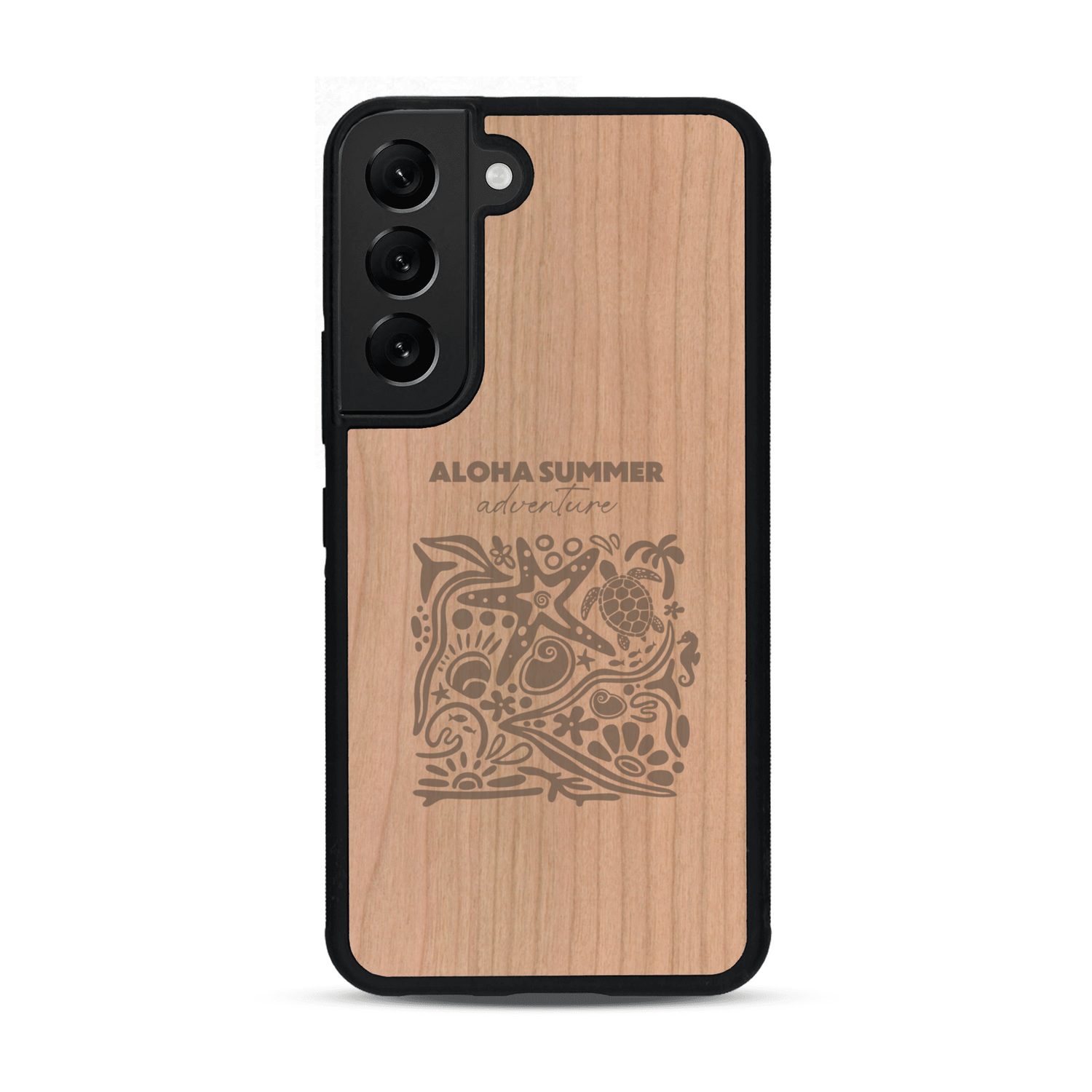 Coque de protection en bois véritable fabriquée en France pour  sur le thème de la plage, de l'été et vanlife.