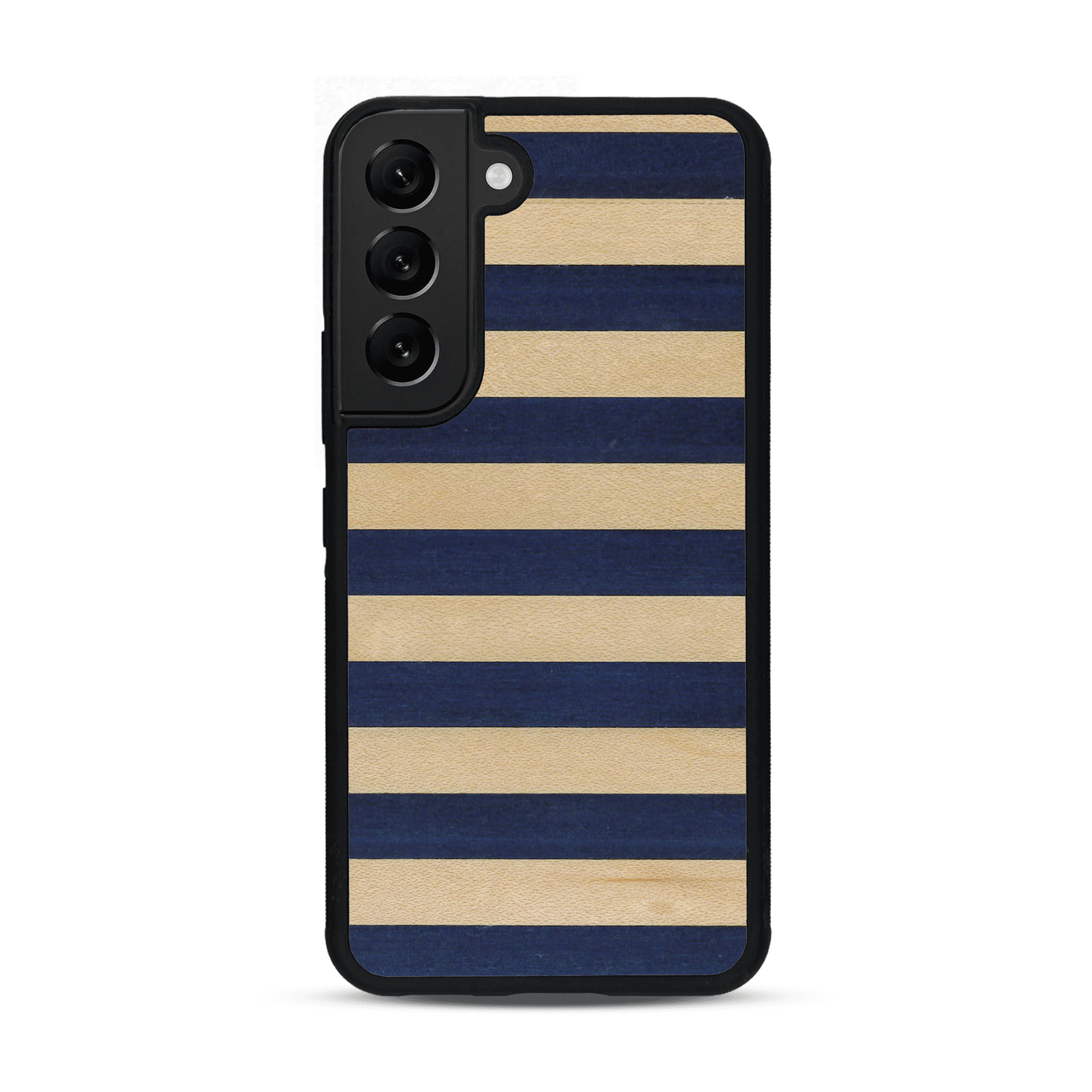 Coque de protection en bois véritable fabriquée en France pour  alliant plusieurs essences de bois pour représenter une marinière