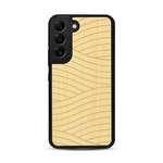 Coque de protection en bois véritable fabriquée en France pour  avec un motif moderne et minimaliste sur le thème waves et wavy représentant les vagues de l'océan