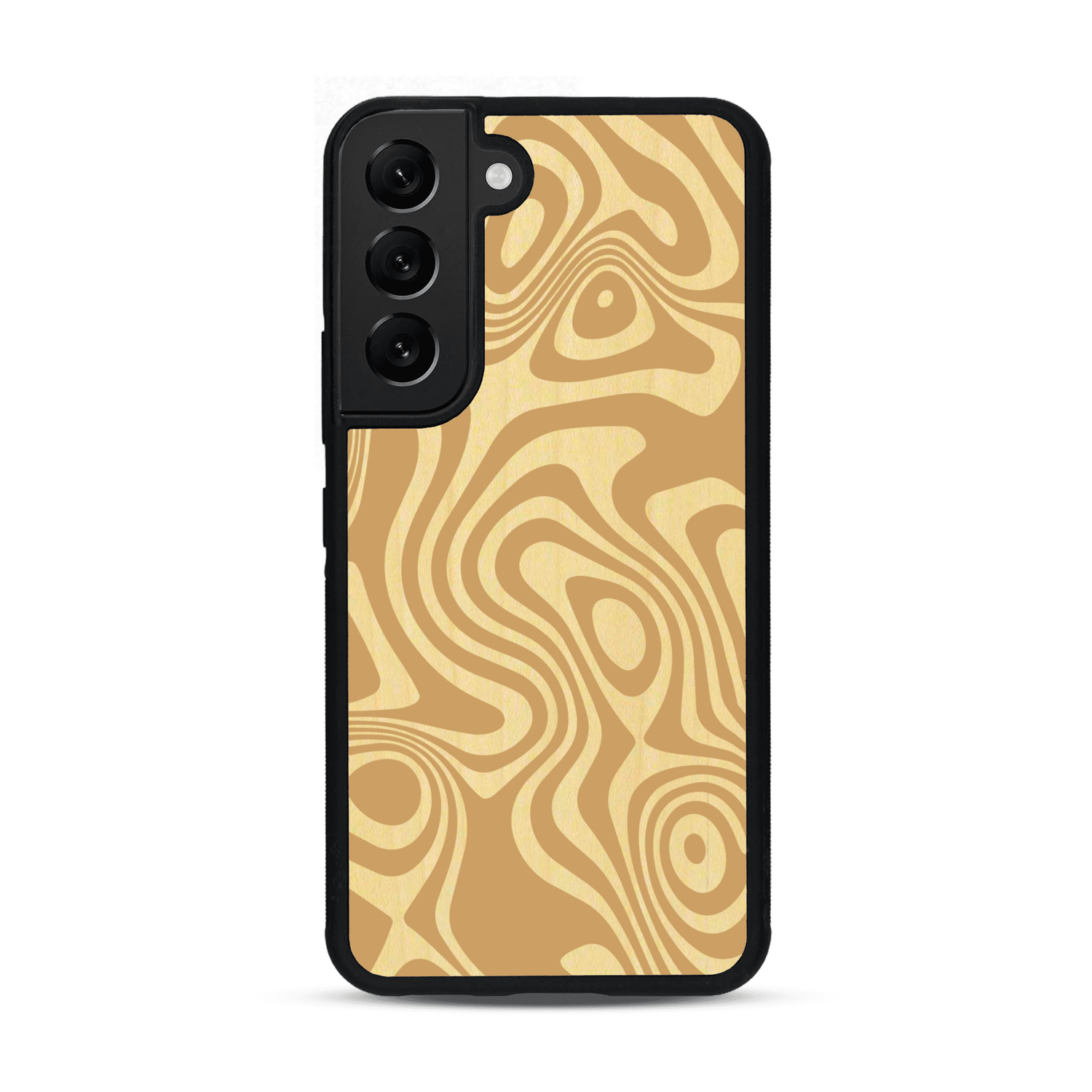 Coque de protection en bois véritable fabriquée en France pour  avec un motif abstrait représentant les mouvements de l'eau