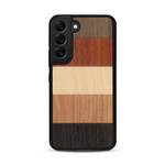 Coque de protection en bois véritable fabriquée en France pour  alliant des bandes horizontales de bambou, merisier, padouk, noyer et chêne fumé