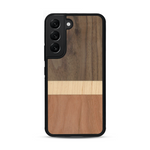 Coque de protection en bois véritable fabriquée en France pour  alliant des bandes horizontales de bambou, merisier et noyer