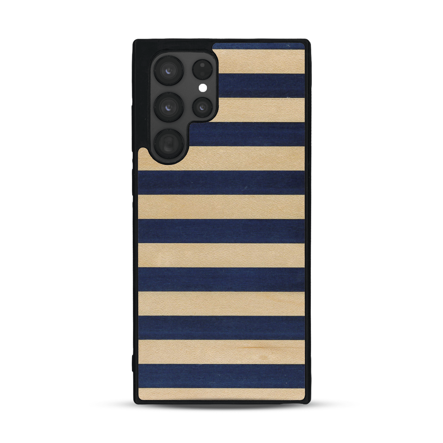 Coque de protection en bois véritable fabriquée en France pour  alliant plusieurs essences de bois pour représenter une marinière