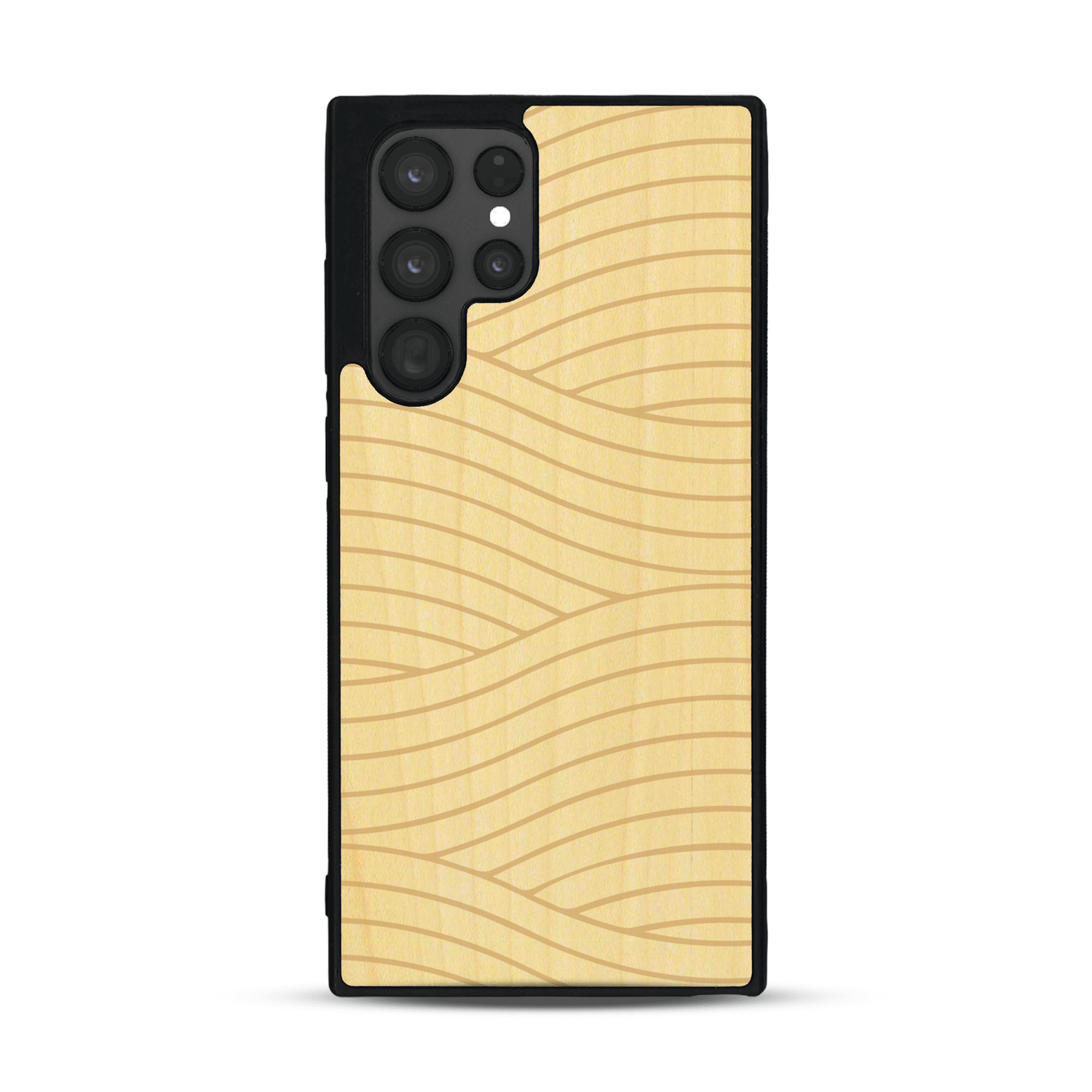 Coque de protection en bois véritable fabriquée en France pour  avec un motif moderne et minimaliste sur le thème waves et wavy représentant les vagues de l'océan