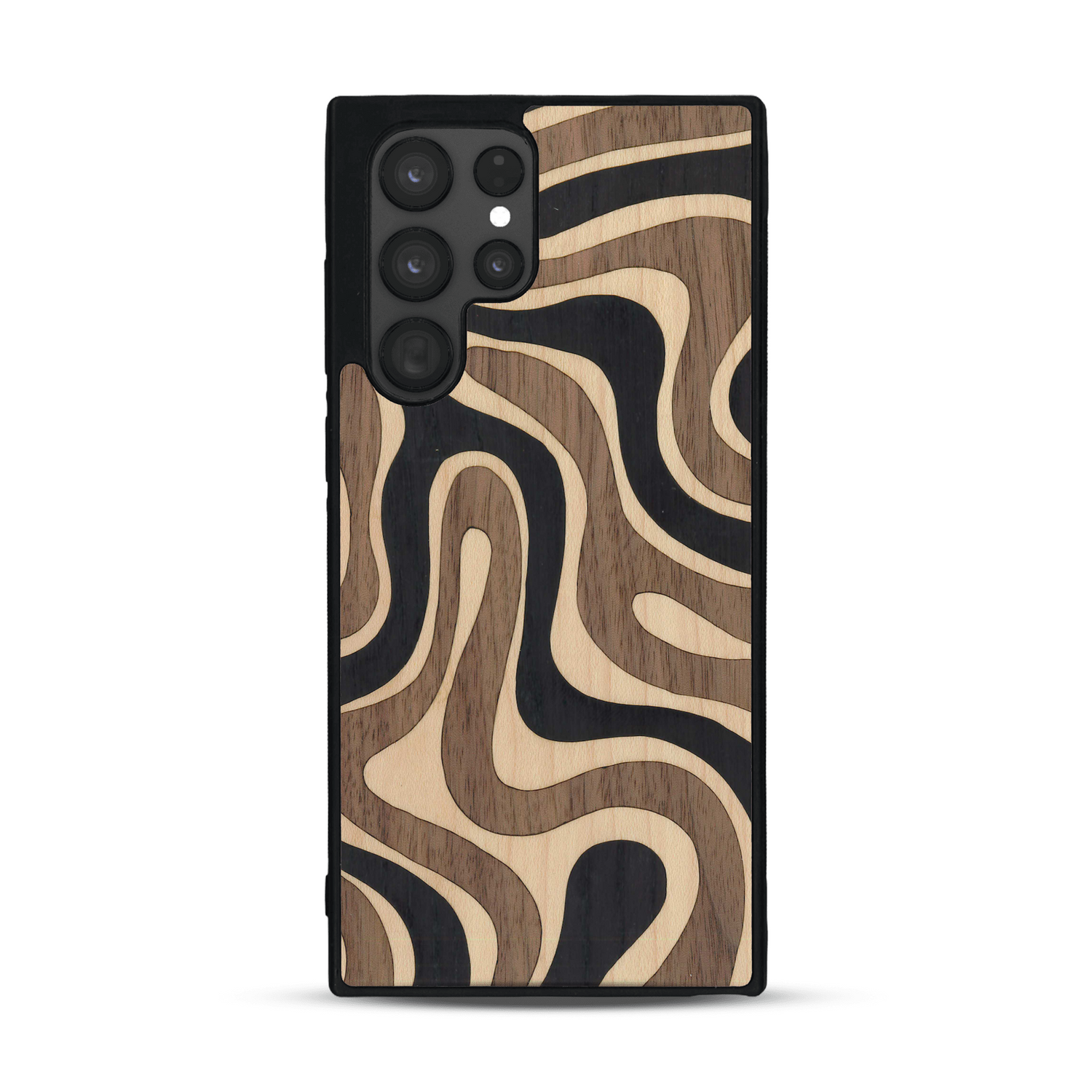 Coque de protection en bois véritable fabriquée en France pour  alliant plusieurs essences de bois pour représenter une ondulation