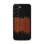 Coque de protection en bois véritable fabriquée en France pour  alliant plusieurs essences de bois pour représenter du magma en fusion