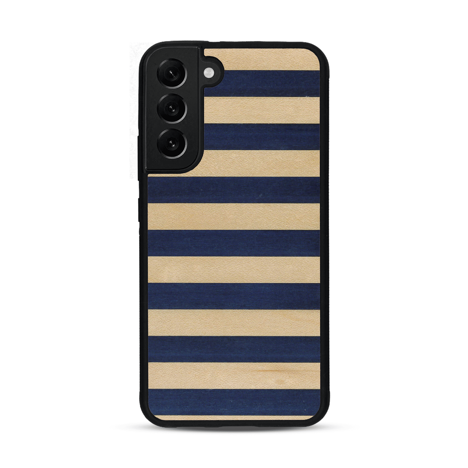 Coque de protection en bois véritable fabriquée en France pour  alliant plusieurs essences de bois pour représenter une marinière