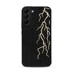 Coque de protection en bois véritable fabriquée en France pour  alliant plusieurs essences de bois pour représenter un éclair divin