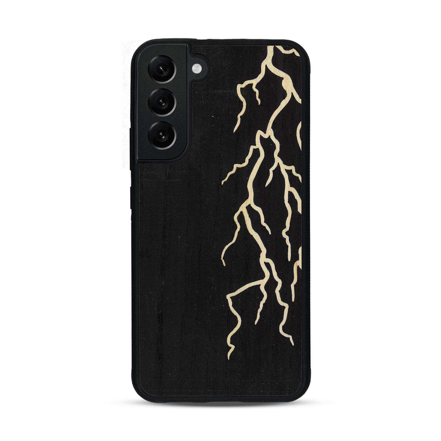 Coque de protection en bois véritable fabriquée en France pour  alliant plusieurs essences de bois pour représenter un éclair divin