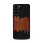 Coque de protection en bois véritable fabriquée en France pour  alliant plusieurs essences de bois pour représenter du magma en fusion