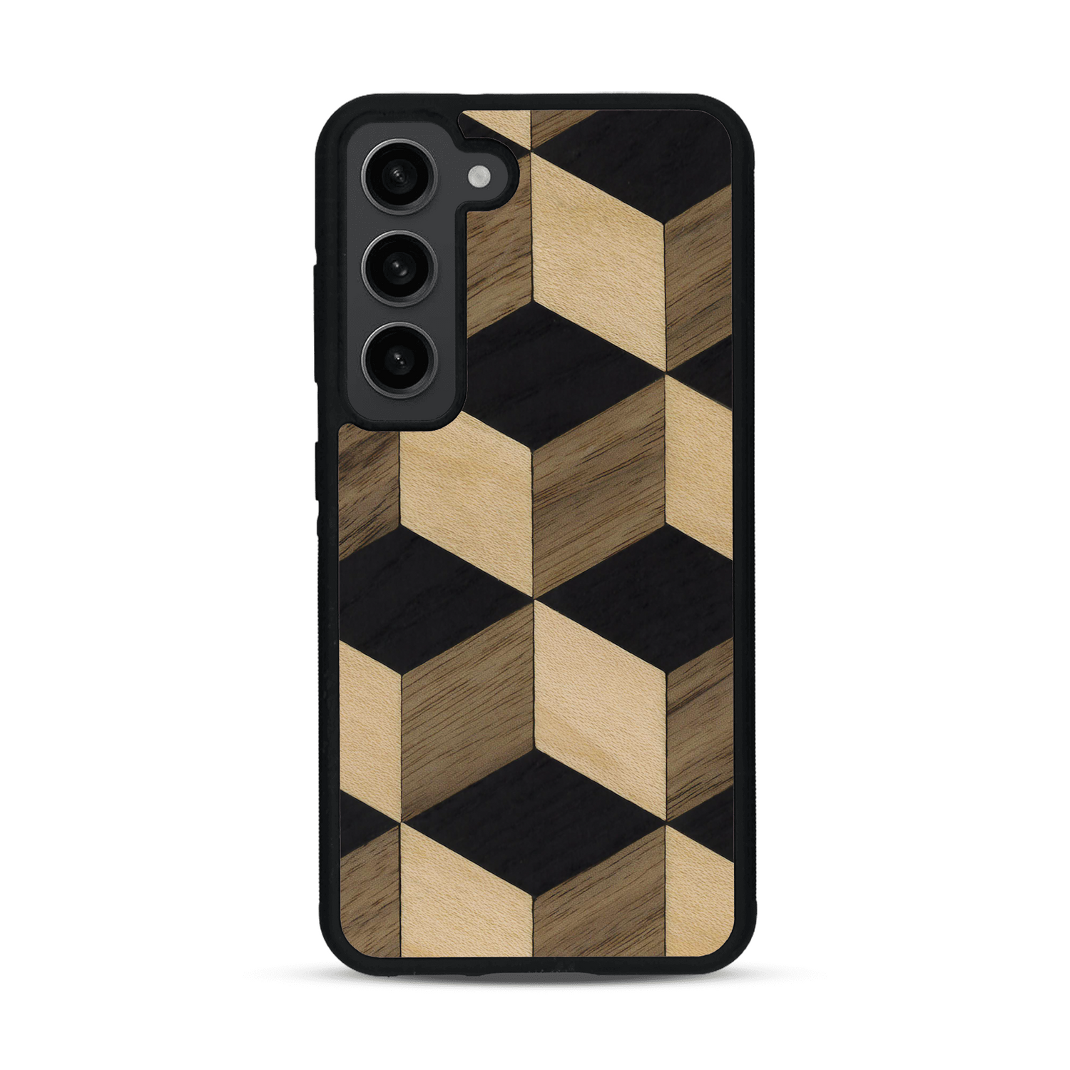 Coque de protection en bois véritable fabriquée en France pour  alliant plusieurs essences de bois pour représenter un classique intemporel de la marqueterie
