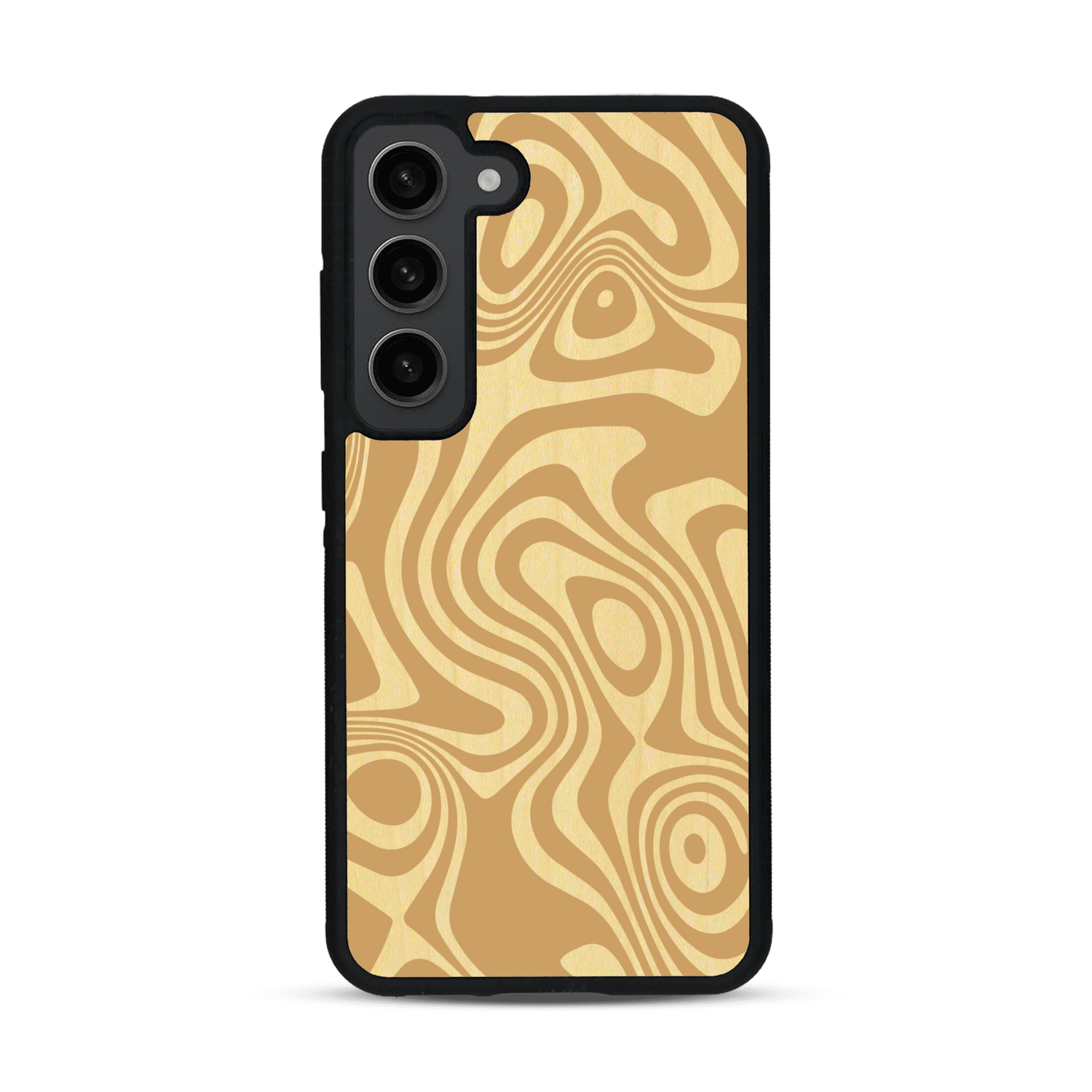 Coque de protection en bois véritable fabriquée en France pour  avec un motif abstrait représentant les mouvements de l'eau