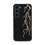 Coque de protection en bois véritable fabriquée en France pour  alliant plusieurs essences de bois pour représenter un éclair divin