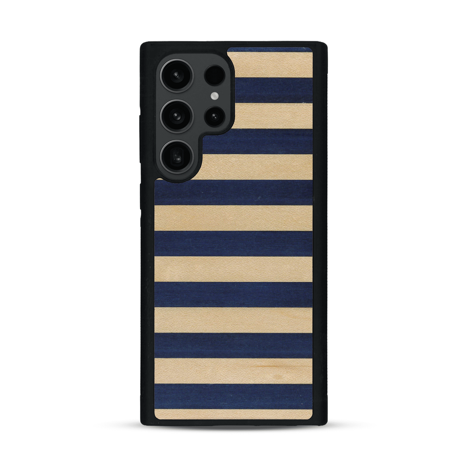 Coque de protection en bois véritable fabriquée en France pour  alliant plusieurs essences de bois pour représenter une marinière