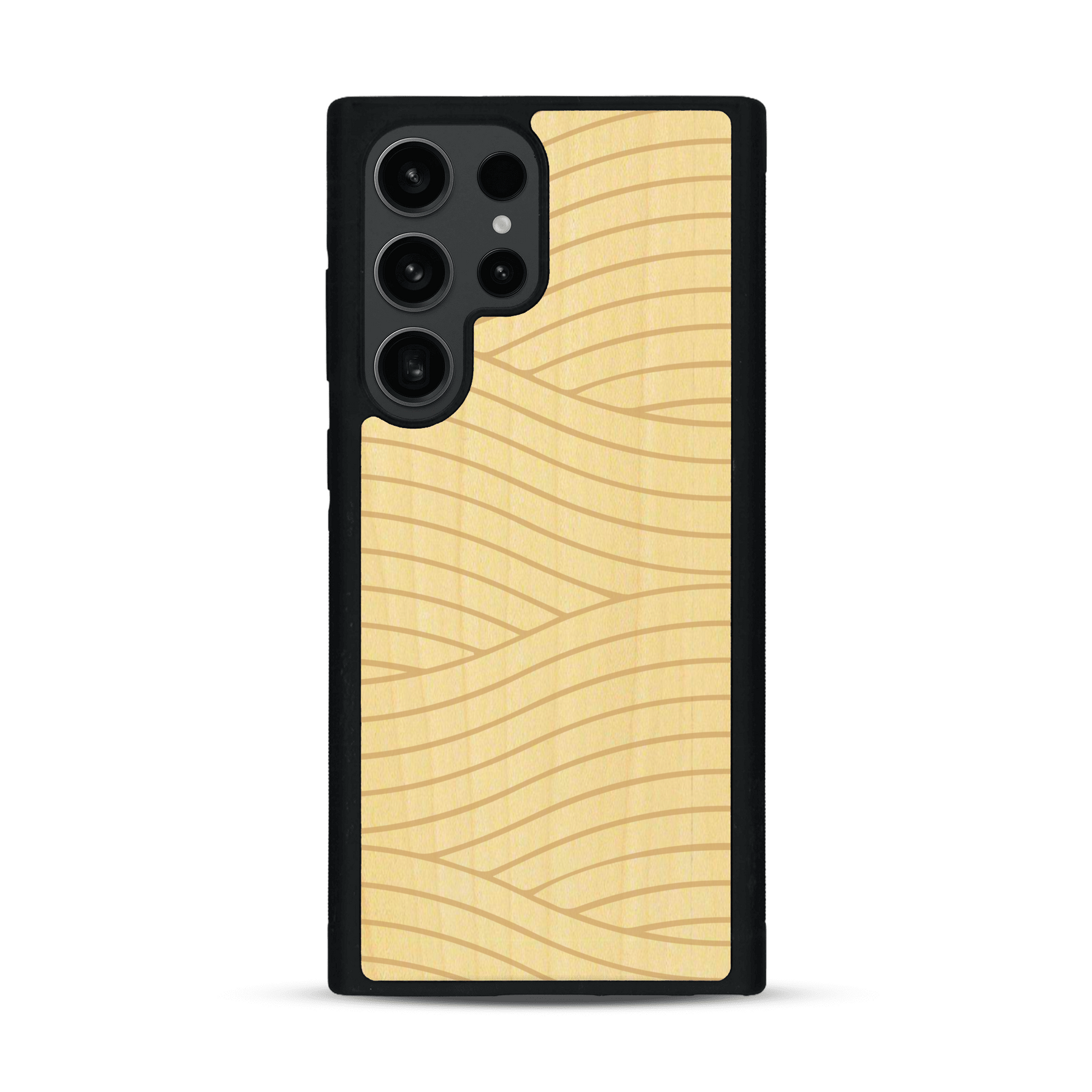 Coque de protection en bois véritable fabriquée en France pour  avec un motif moderne et minimaliste sur le thème waves et wavy représentant les vagues de l'océan