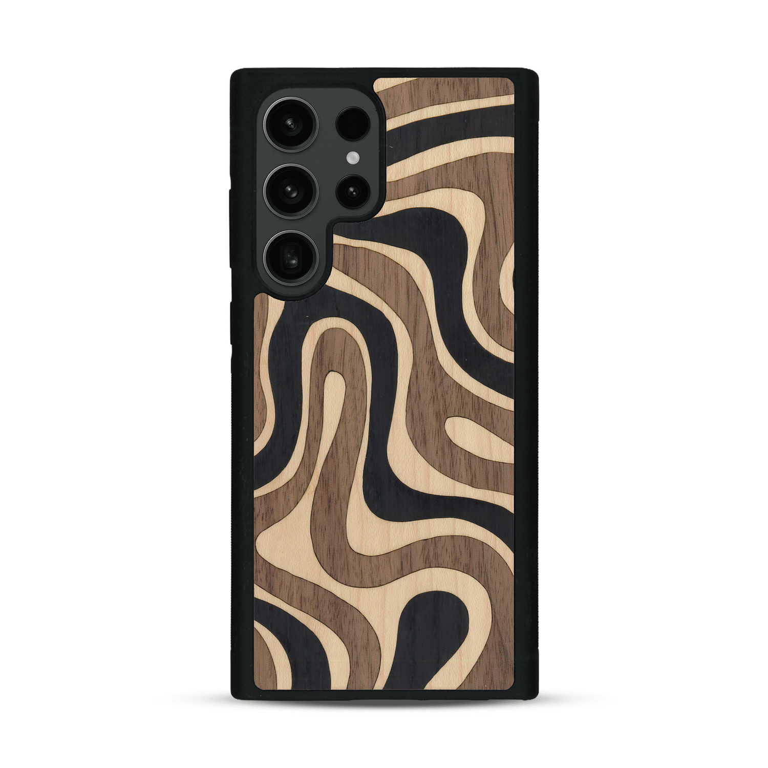 Coque de protection en bois véritable fabriquée en France pour  alliant plusieurs essences de bois pour représenter une ondulation