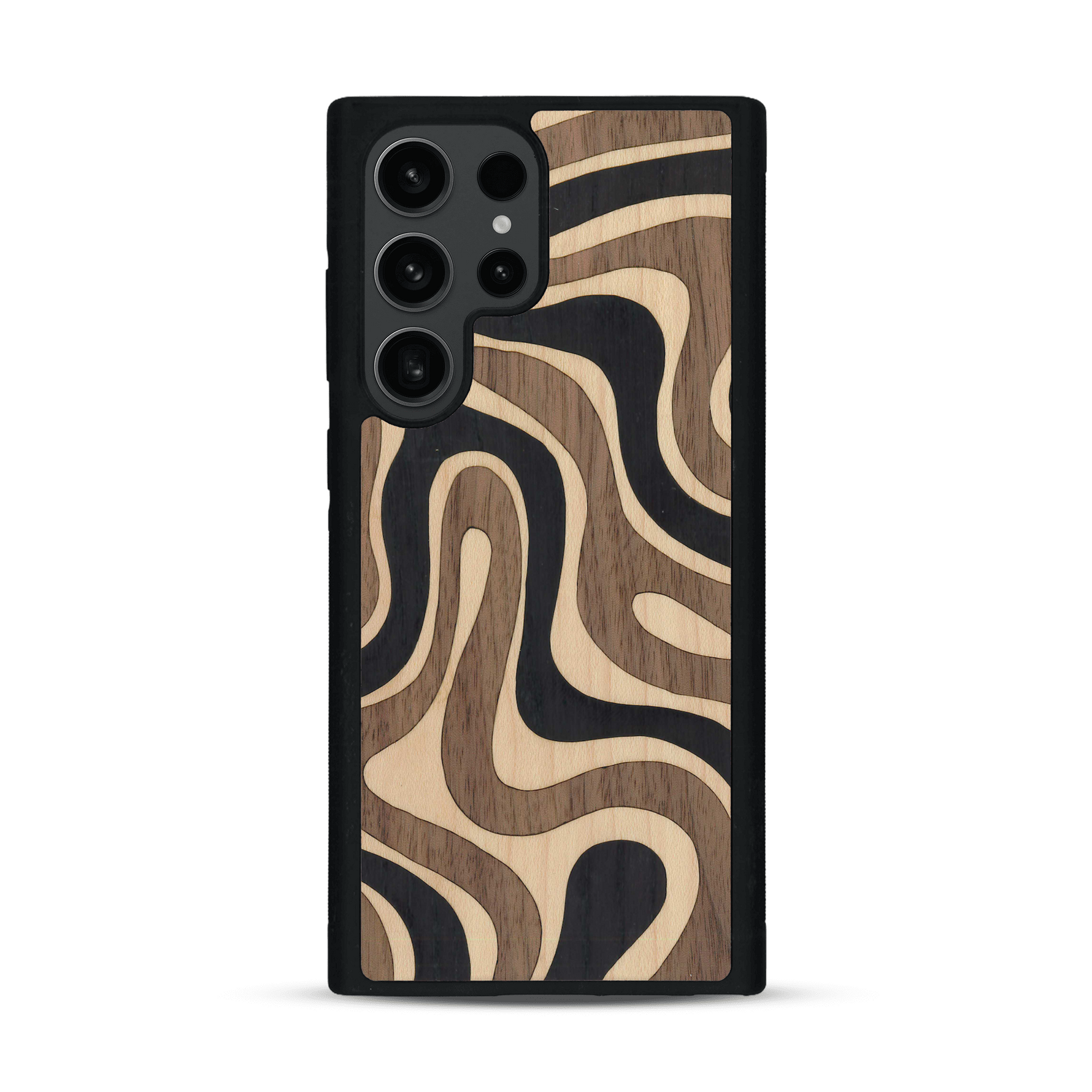 Coque de protection en bois véritable fabriquée en France pour  alliant plusieurs essences de bois pour représenter une ondulation