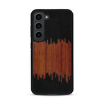 Coque de protection en bois véritable fabriquée en France pour  alliant plusieurs essences de bois pour représenter du magma en fusion