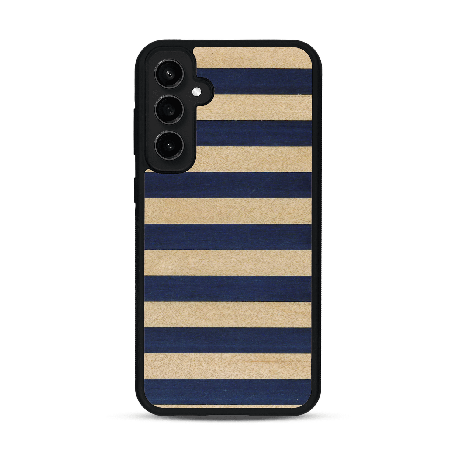 Coque de protection en bois véritable fabriquée en France pour  alliant plusieurs essences de bois pour représenter une marinière
