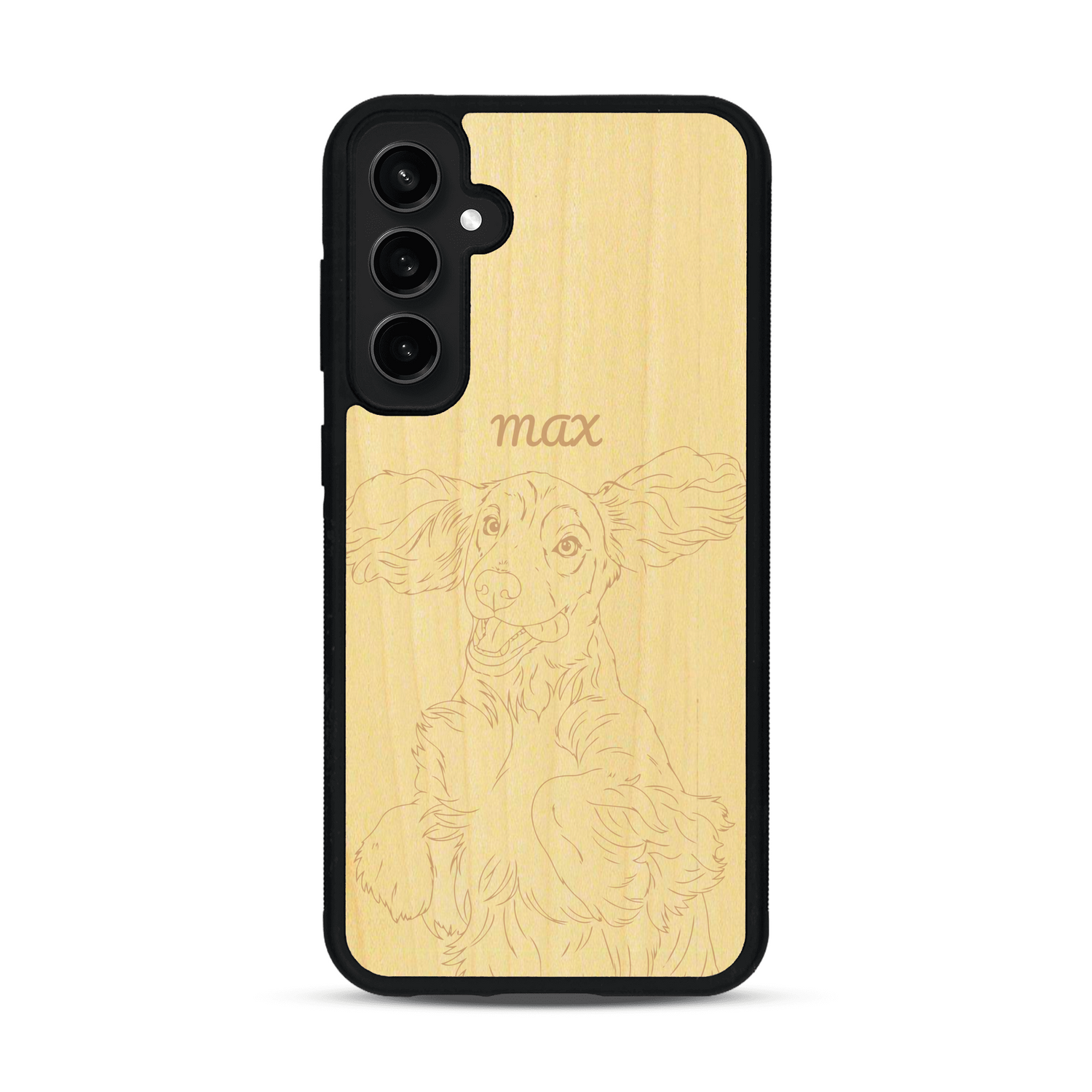 Coque de protection en bois véritable fabriquée en France pour  avec gravure personnalisée à partir d'une photo, d'une image, d'un logo, des initials ou d'une phrase