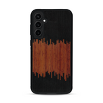 Coque de protection en bois véritable fabriquée en France pour  alliant plusieurs essences de bois pour représenter du magma en fusion
