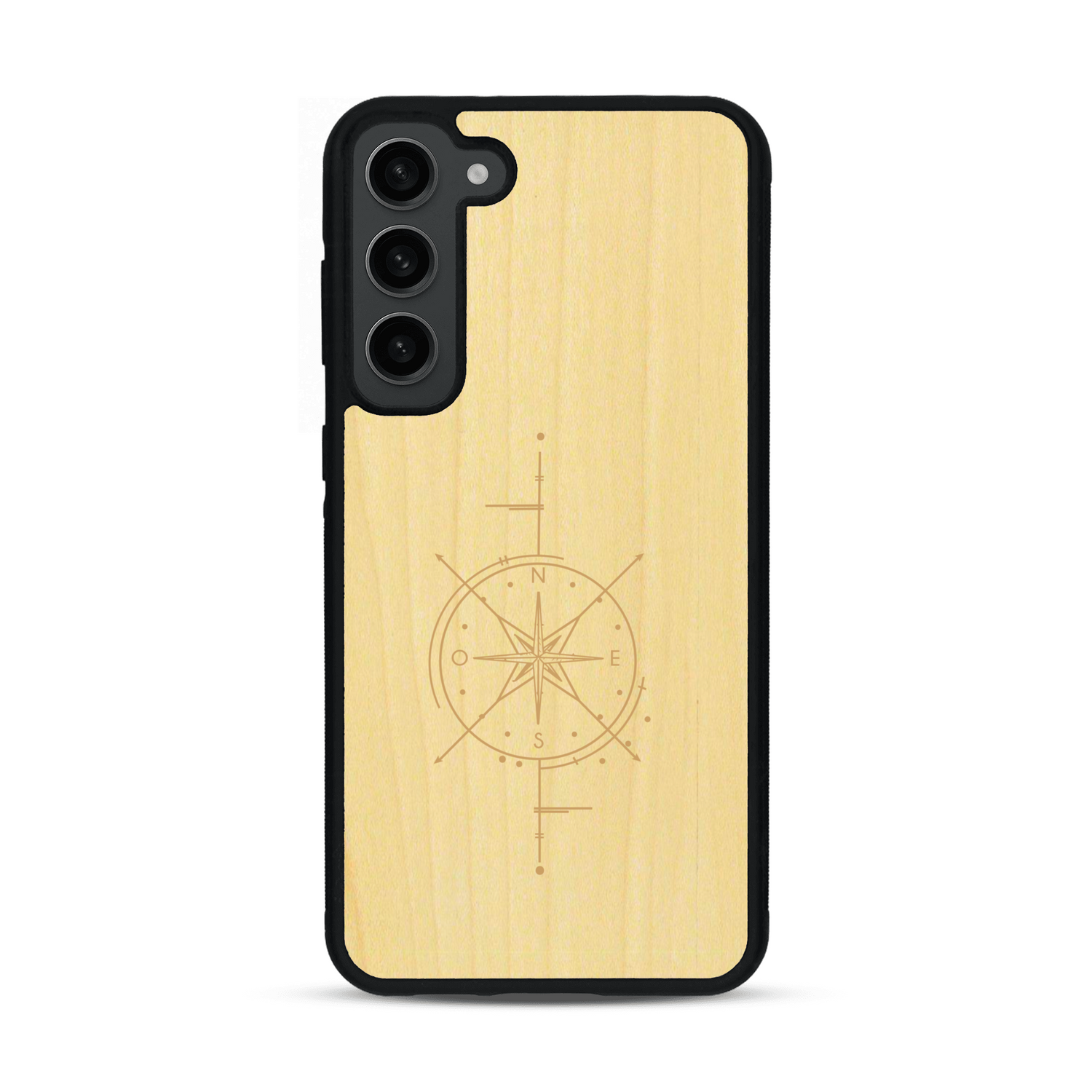 Coque de protection en bois véritable fabriquée en France pour  avec une gravure "rose des vents" sur le thème nautique et de l'océan qui s'inspire des boussoles de pirate