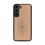 Coque de protection en bois véritable fabriquée en France pour  avec une gravure "rose des vents" sur le thème nautique et de l'océan qui s'inspire des boussoles de pirate
