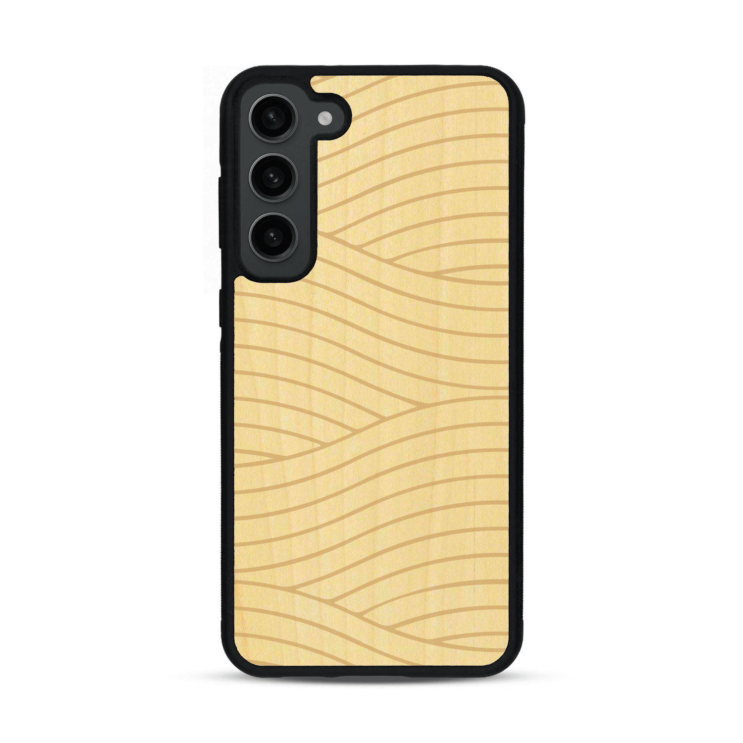 Coque de protection en bois véritable fabriquée en France pour  avec un motif moderne et minimaliste sur le thème waves et wavy représentant les vagues de l'océan