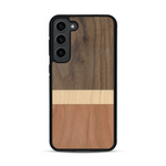 Coque de protection en bois véritable fabriquée en France pour  alliant des bandes horizontales de bambou, merisier et noyer