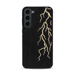 Coque de protection en bois véritable fabriquée en France pour  alliant plusieurs essences de bois pour représenter un éclair divin