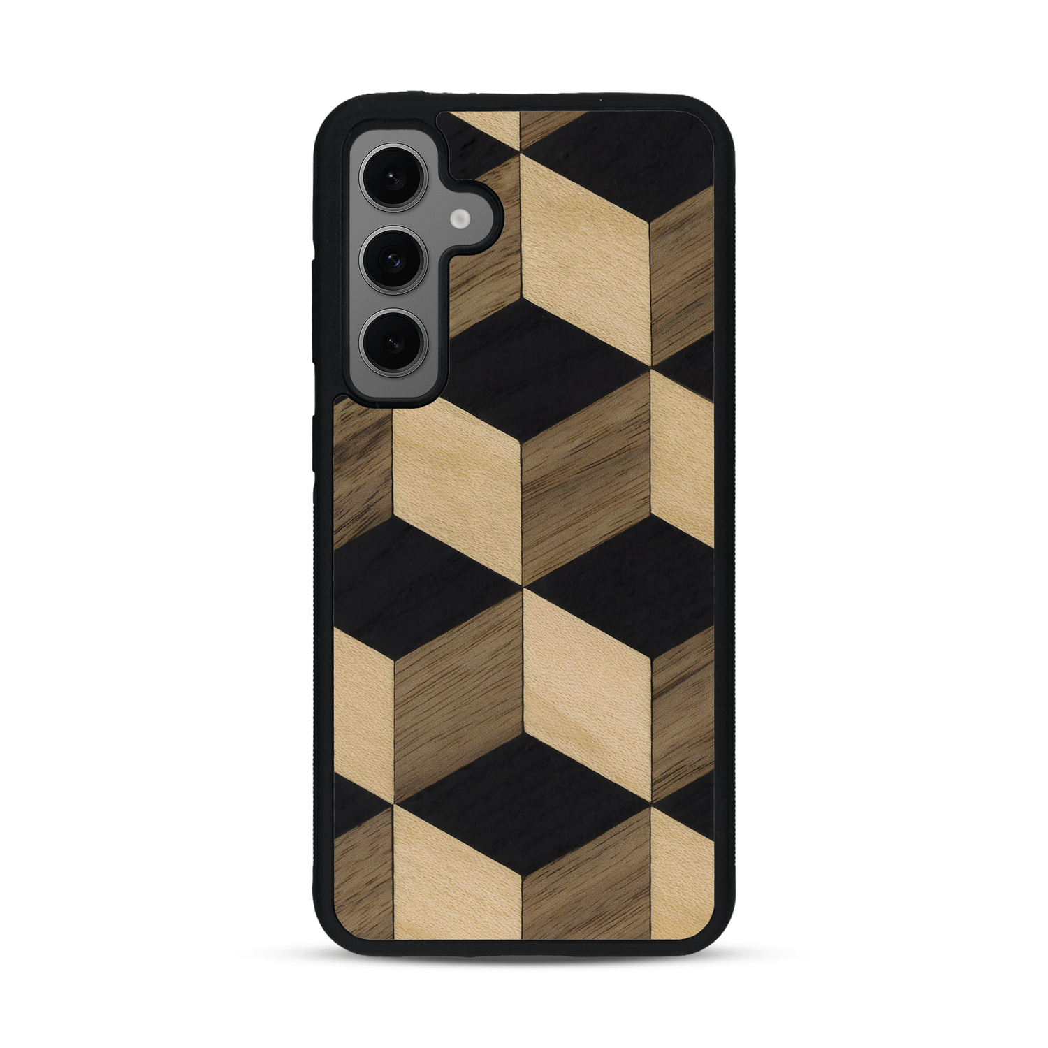 Coque de protection en bois véritable fabriquée en France pour  alliant plusieurs essences de bois pour représenter un classique intemporel de la marqueterie