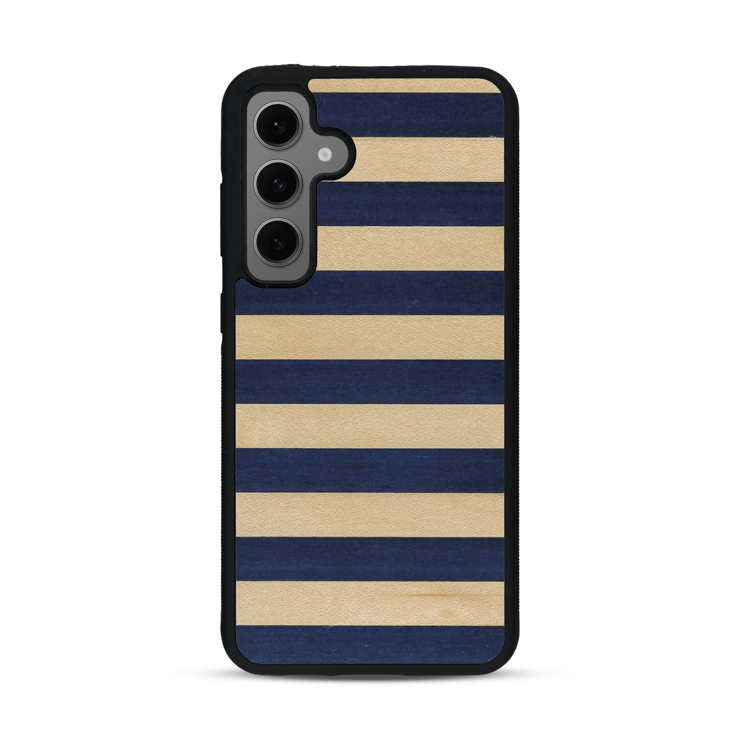 Coque de protection en bois véritable fabriquée en France pour  alliant plusieurs essences de bois pour représenter une marinière