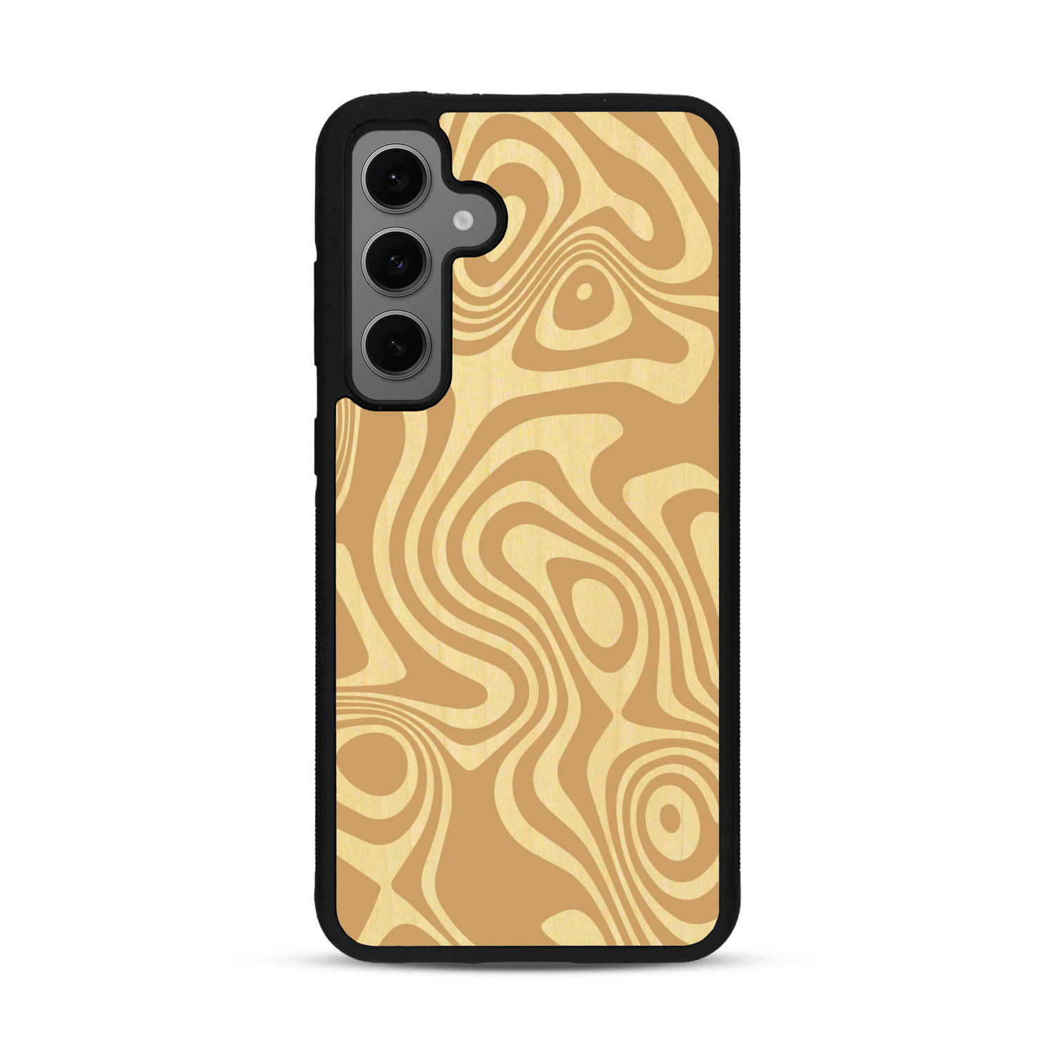 Coque de protection en bois véritable fabriquée en France pour  avec un motif abstrait représentant les mouvements de l'eau