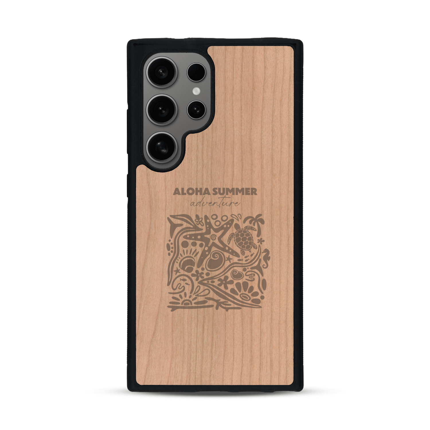 Coque de protection en bois véritable fabriquée en France pour  sur le thème de la plage, de l'été et vanlife.