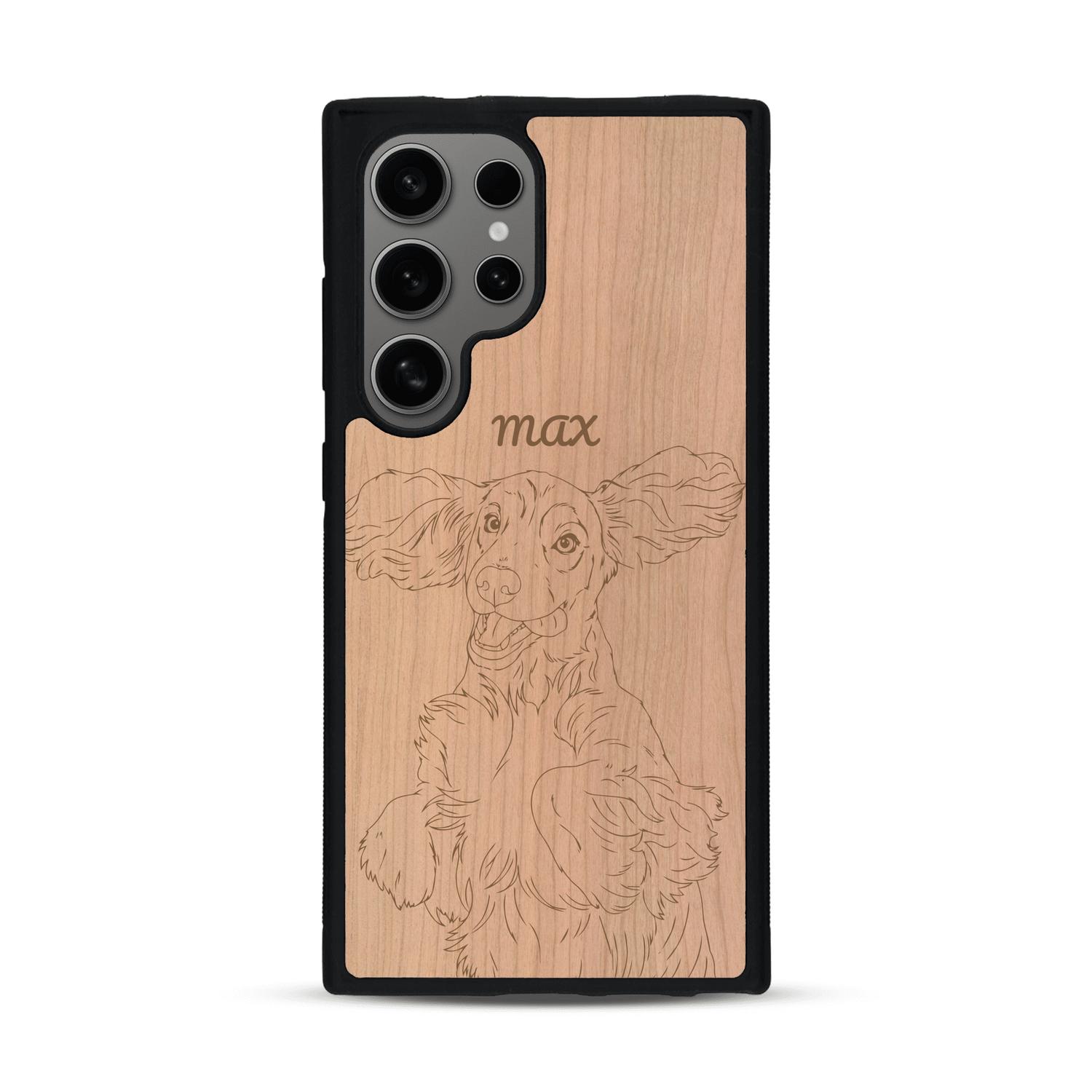 Coque de protection en bois véritable fabriquée en France pour  avec gravure personnalisée à partir d'une photo, d'une image, d'un logo, des initials ou d'une phrase