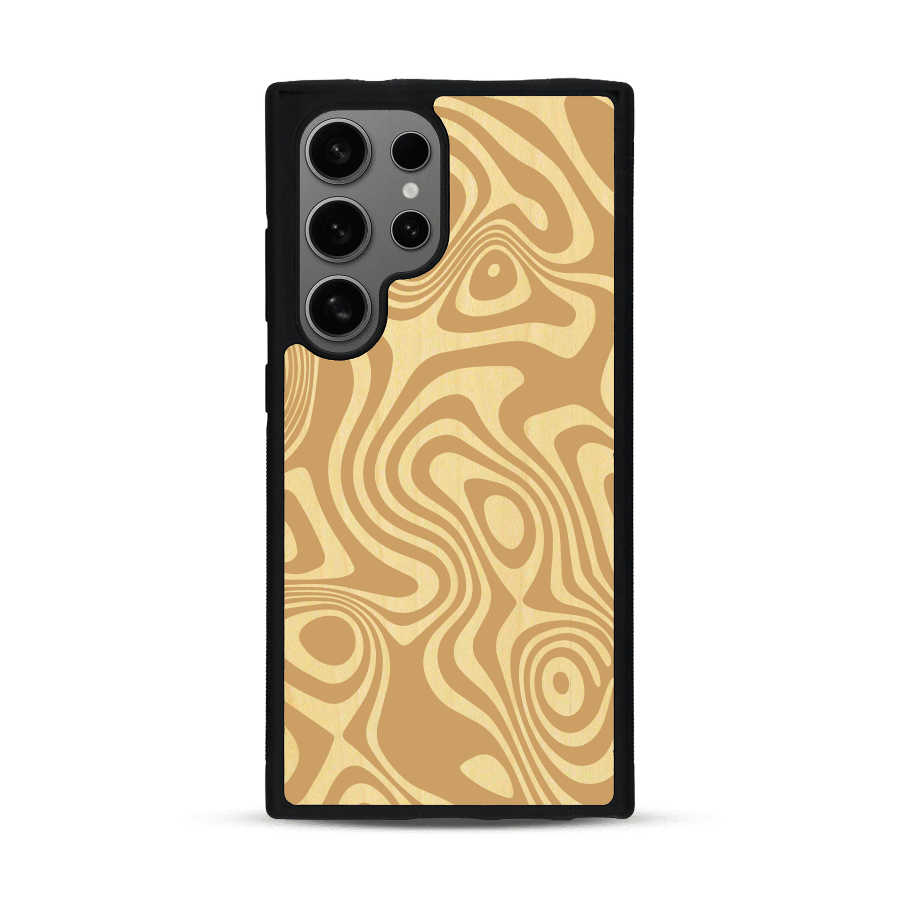 Coque de protection en bois véritable fabriquée en France pour  avec un motif abstrait représentant les mouvements de l'eau
