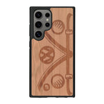 Coque de protection en bois véritable fabriquée en France pour Samsung S24 Ultra sur le thème de l'automobile avec un van combi