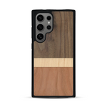 Coque de protection en bois véritable fabriquée en France pour  alliant des bandes horizontales de bambou, merisier et noyer